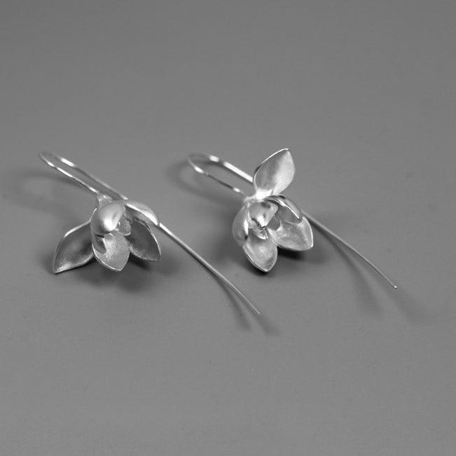 Abstract Magnolia Silver Earrings - Jewelry de Corner