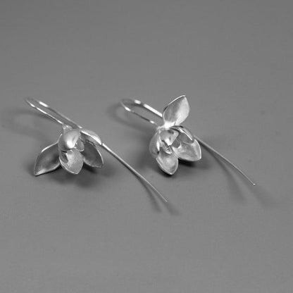 Abstract Magnolia Silver Earrings - Jewelry de Corner
