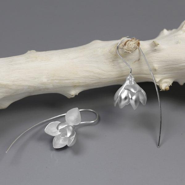 Abstract Magnolia Silver Earrings - Jewelry de Corner