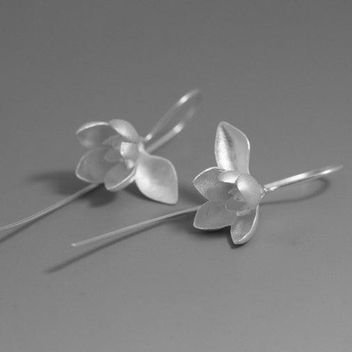 Abstract Magnolia Silver Earrings - Jewelry de Corner