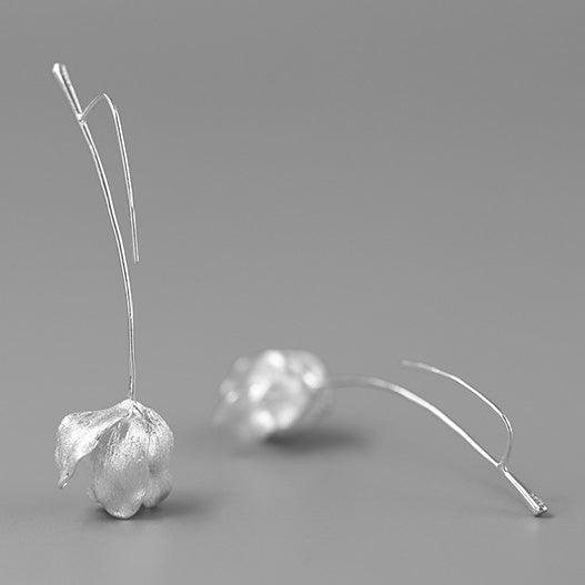 Abstract Tulip Silver Earrings - Jewelry de Corner