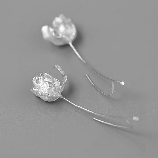 Abstract Tulip Silver Earrings - Jewelry de Corner