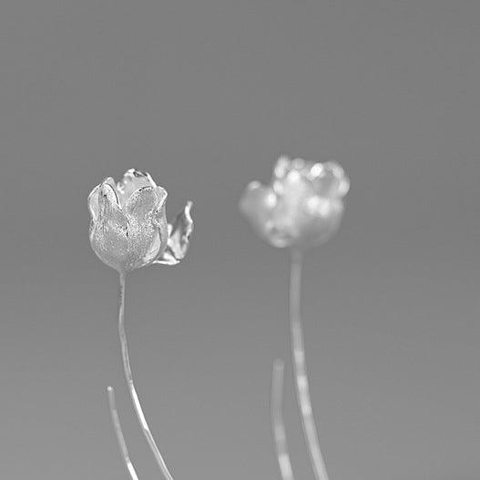 Abstract Tulip Silver Earrings - Jewelry de Corner