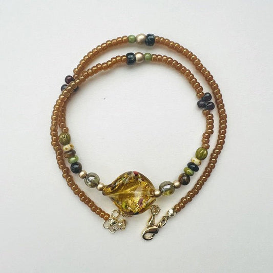 Amber Vintage Czech Bead Necklace - Jewelry de Corner