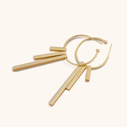 Bar Chimes Hoops Earrings - 18K Gold Plated - Jewelry de Corner