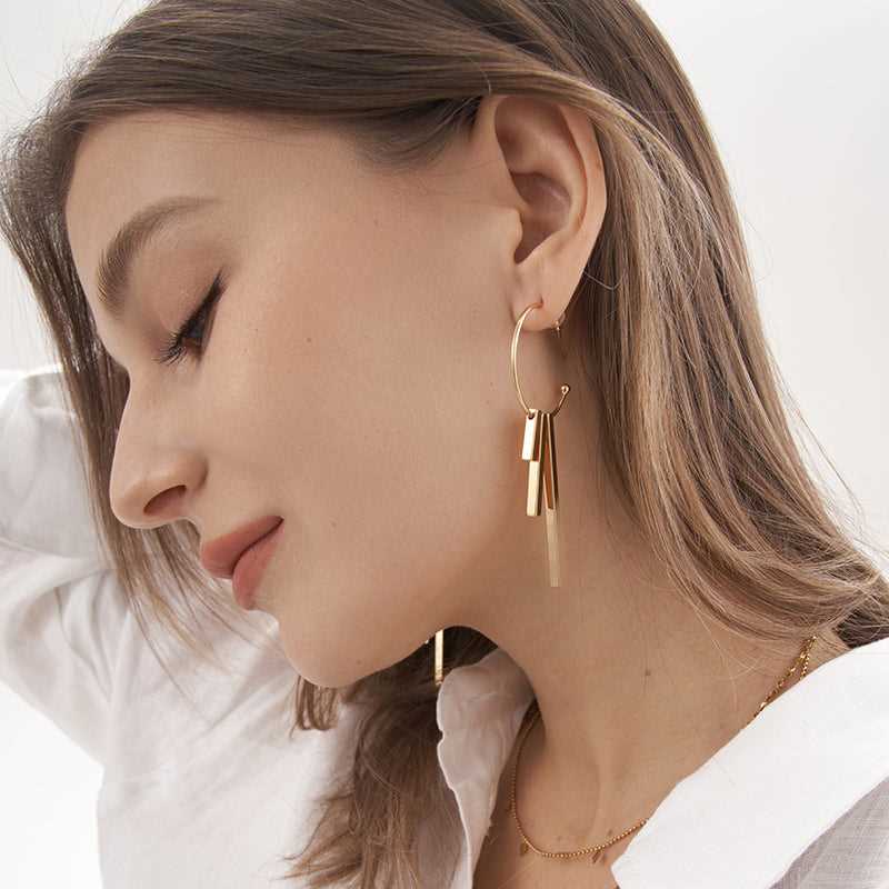 Bar Chimes Hoops Earrings - 18K Gold Plated - Jewelry de Corner