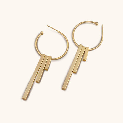 Bar Chimes Hoops Earrings - 18K Gold Plated - Jewelry de Corner