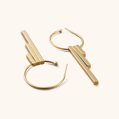 Bar Chimes Hoops Earrings - 18K Gold Plated - Jewelry de Corner