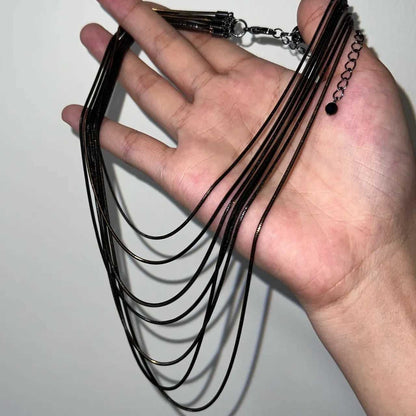 Black Gold Copper Chain Multi - Layer Metal Style Choker - Jewelry de Corner