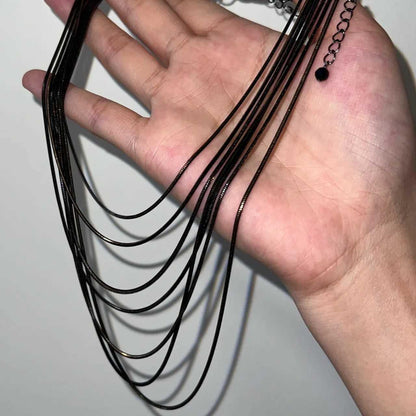 Black Gold Copper Chain Multi - Layer Metal Style Choker - Jewelry de Corner