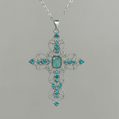 Blue Lace Cross Necklace - Jewelry de Corner