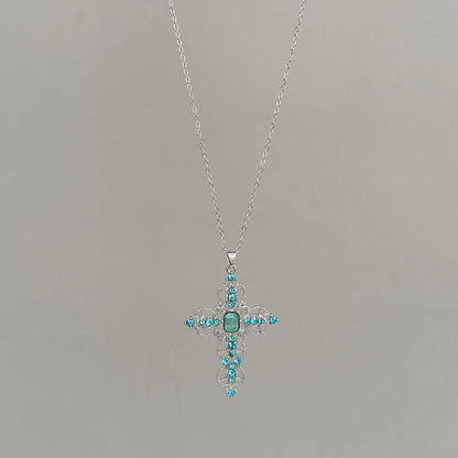 Blue Lace Cross Necklace - Jewelry de Corner