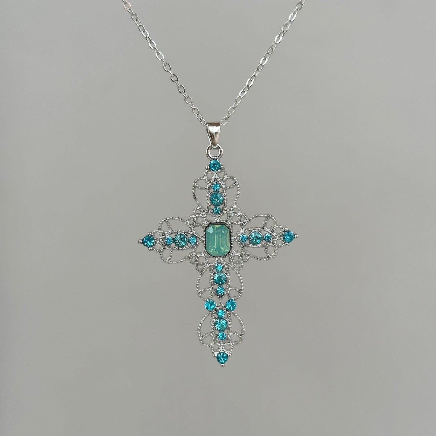 Blue Lace Cross Necklace - Jewelry de Corner