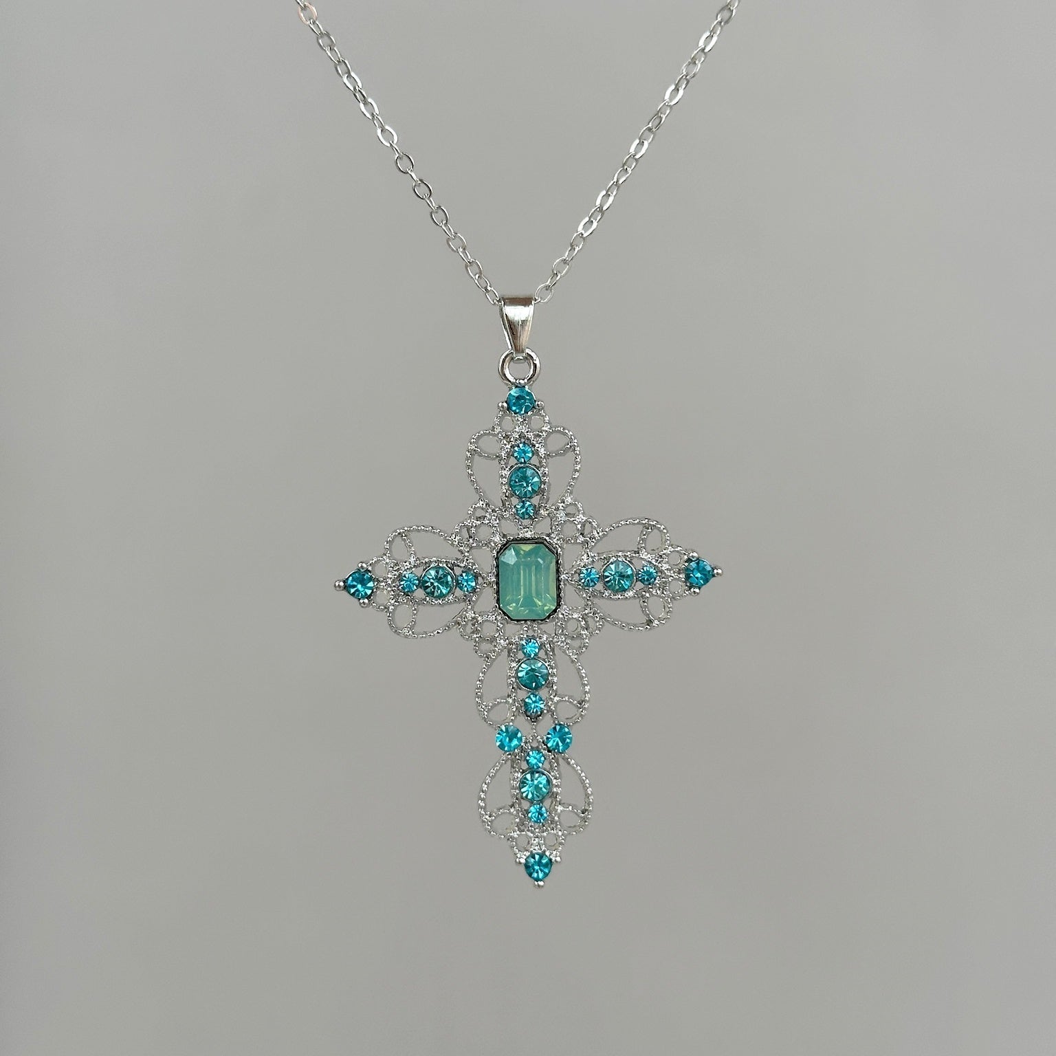 Blue Lace Cross Necklace - Jewelry de Corner