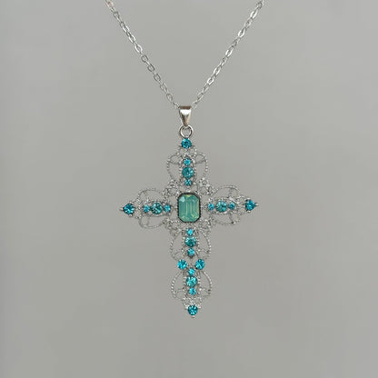 Blue Lace Cross Necklace - Jewelry de Corner