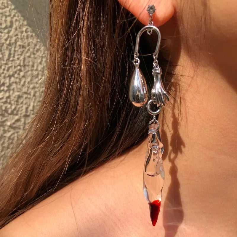 Both Detachable Two - Band Flame Earrings Necklace - Jewelry de Corner