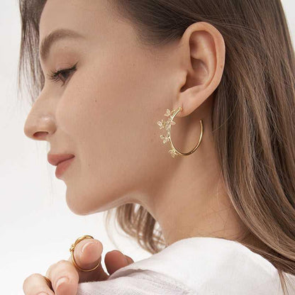 Butterfly Wreath Hoops Earrings - 18K Gold Plated - Jewelry de Corner