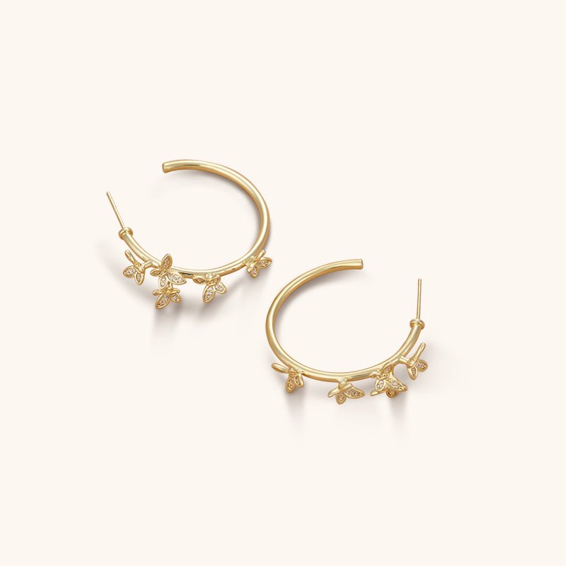 Butterfly Wreath Hoops Earrings - 18K Gold Plated - Jewelry de Corner