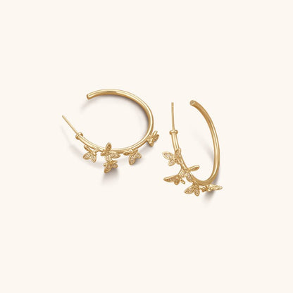 Butterfly Wreath Hoops Earrings - 18K Gold Plated - Jewelry de Corner