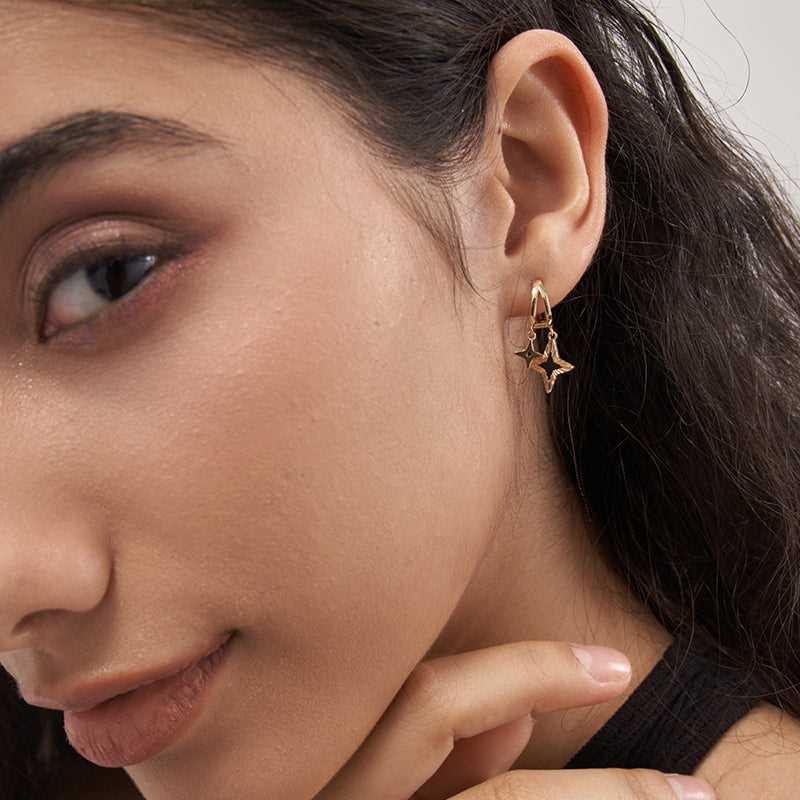 Evening Star Hoops Earrings - 18K Gold Plated - Jewelry de Corner