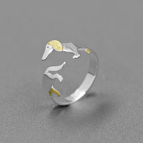 Funny Dachshund Silver Ring - Jewelry de Corner