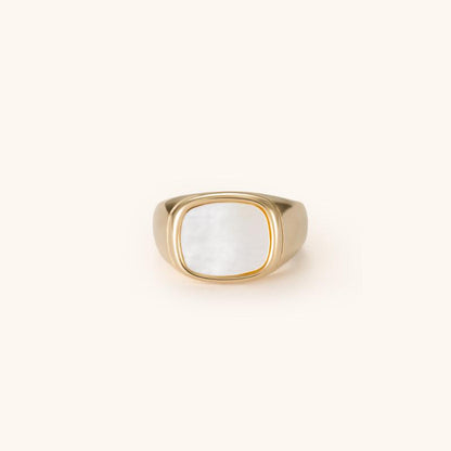 Gold Jade Ring - 18K Gold Plated - Jewelry de Corner