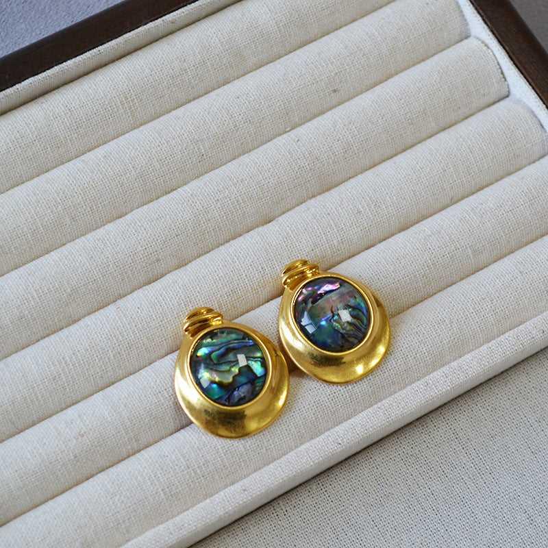Gold - Plated Brass Irregular Round Colorful Earrings - Jewelry de Corner