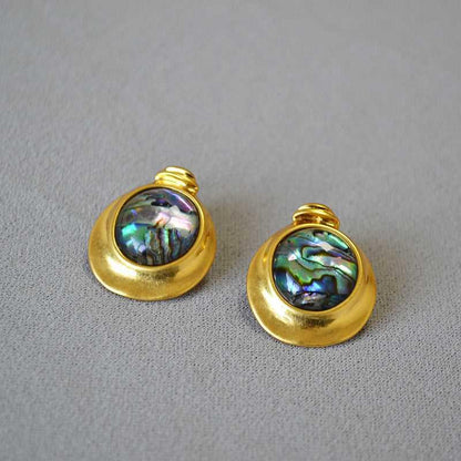 Gold - Plated Brass Irregular Round Colorful Earrings - Jewelry de Corner