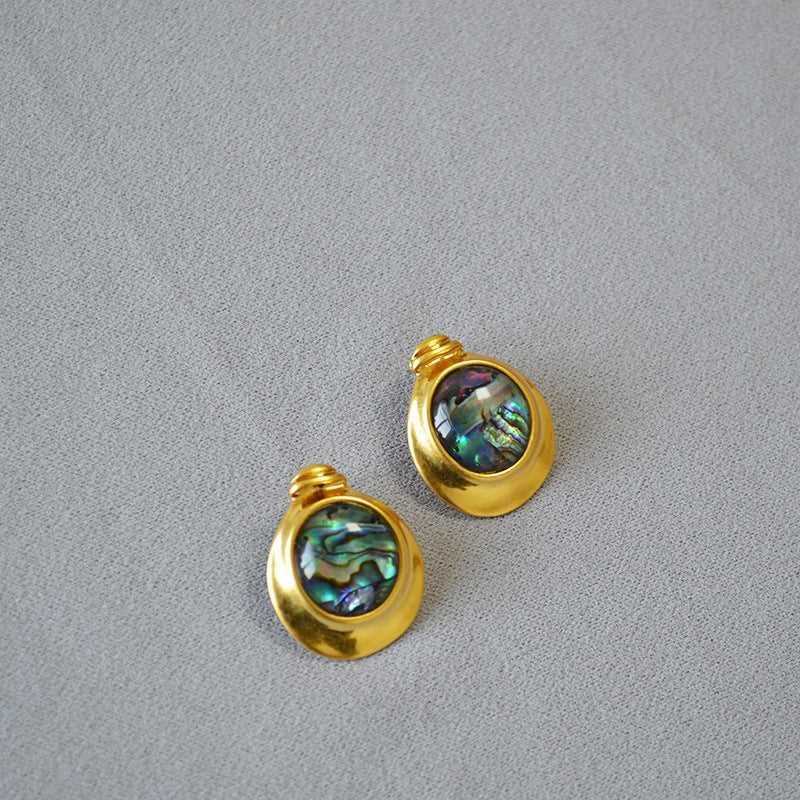 Gold - Plated Brass Irregular Round Colorful Earrings - Jewelry de Corner