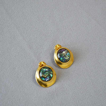 Gold - Plated Brass Irregular Round Colorful Earrings - Jewelry de Corner
