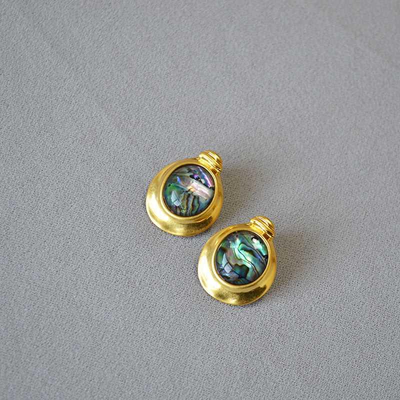 Gold - Plated Brass Irregular Round Colorful Earrings - Jewelry de Corner