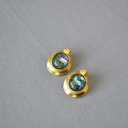 Gold - Plated Brass Irregular Round Colorful Earrings - Jewelry de Corner