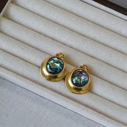 Gold - Plated Brass Irregular Round Colorful Earrings - Jewelry de Corner
