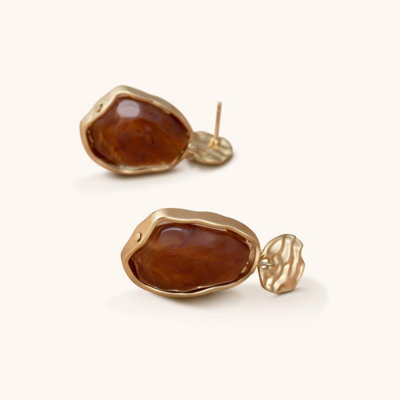 Golden Amber Drop Earrings - 18K Gold Plated - Jewelry de Corner