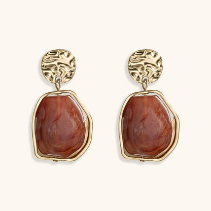 Golden Amber Drop Earrings - 18K Gold Plated - Jewelry de Corner