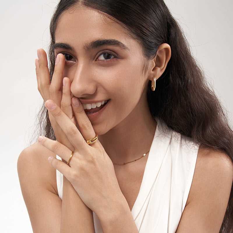 Golden Lyre Hoops Earrings - 18K Gold Plated - Jewelry de Corner