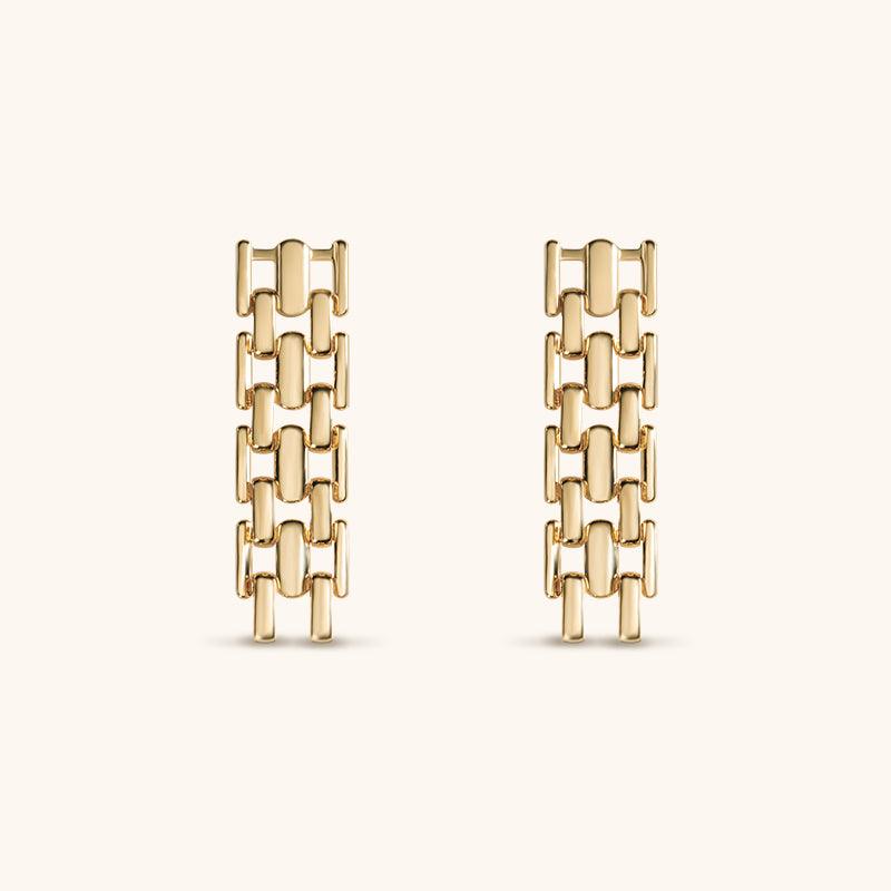 Golden Scale Feather Drop Earrings - 18K Gold Plated - Jewelry de Corner