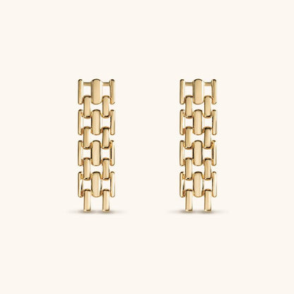 Golden Scale Feather Drop Earrings - 18K Gold Plated - Jewelry de Corner