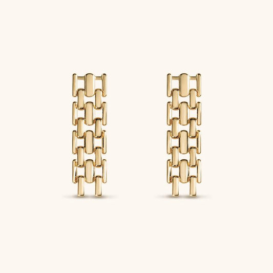 Golden Scale Feather Drop Earrings - 18K Gold Plated - Jewelry de Corner