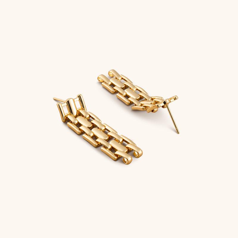 Golden Scale Feather Drop Earrings - 18K Gold Plated - Jewelry de Corner