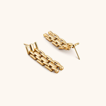 Golden Scale Feather Drop Earrings - 18K Gold Plated - Jewelry de Corner
