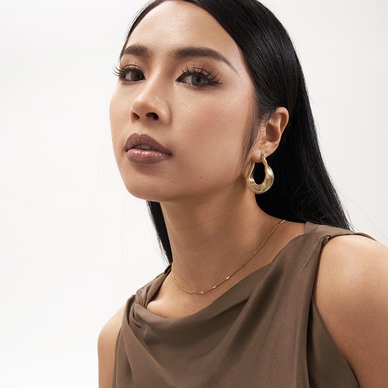 Golden Ship Hoops Earrings - 18K Gold Plated - Jewelry de Corner