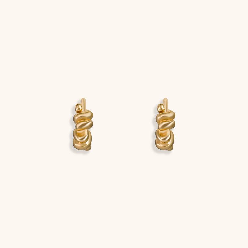 Golden Spiral Hoops Earrings - 18K Gold Plated - Jewelry de Corner