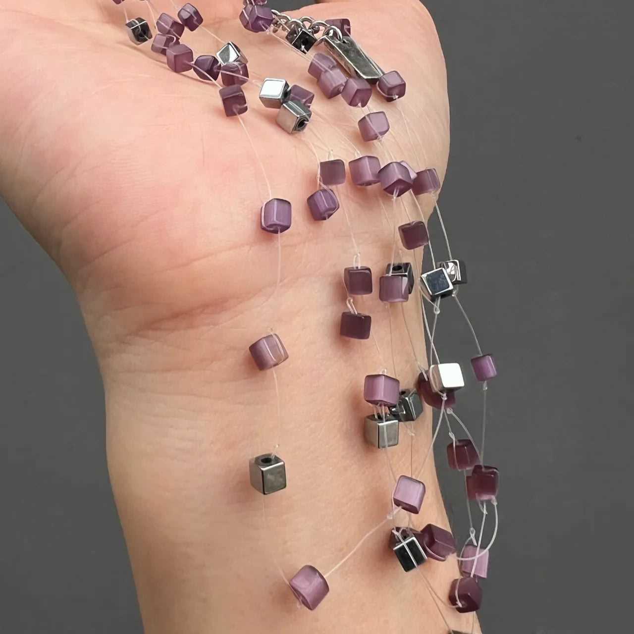 Handmade Two - Color Braided Blue And Purple Necklace - Jewelry de Corner