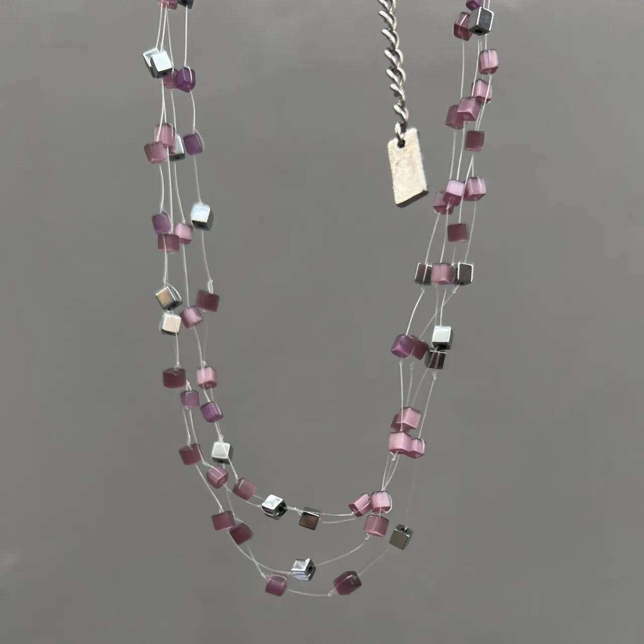 Handmade Two - Color Braided Blue And Purple Necklace - Jewelry de Corner