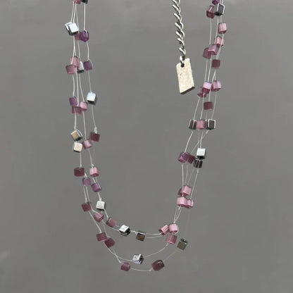 Handmade Two - Color Braided Blue And Purple Necklace - Jewelry de Corner