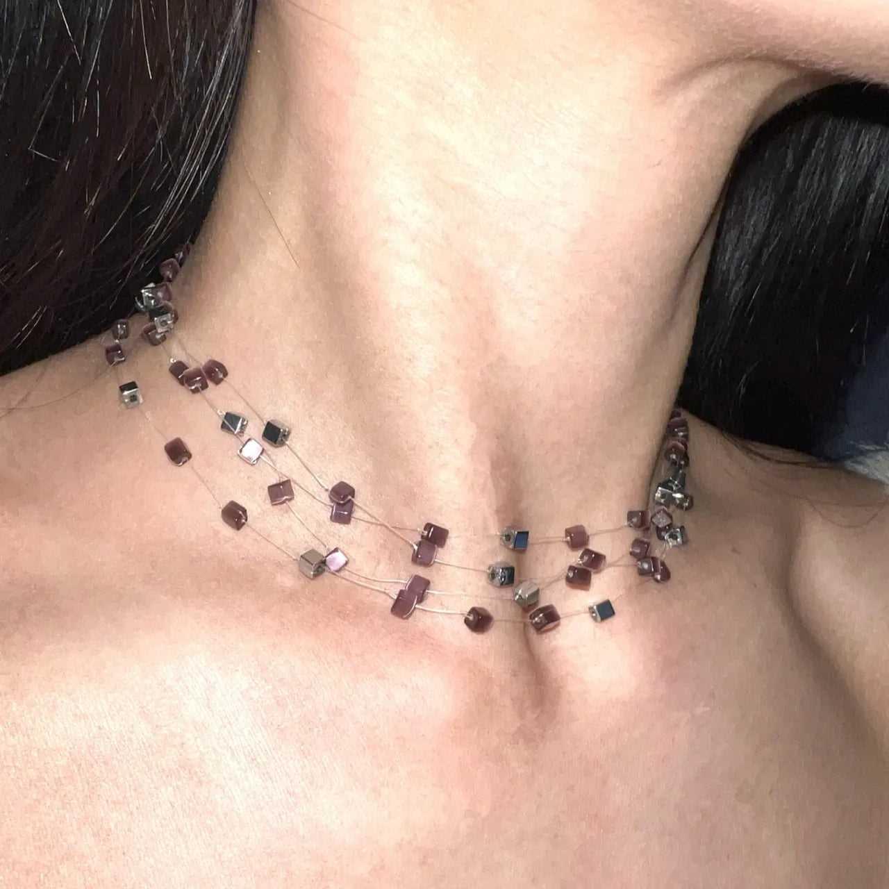 Handmade Two - Color Braided Blue And Purple Necklace - Jewelry de Corner