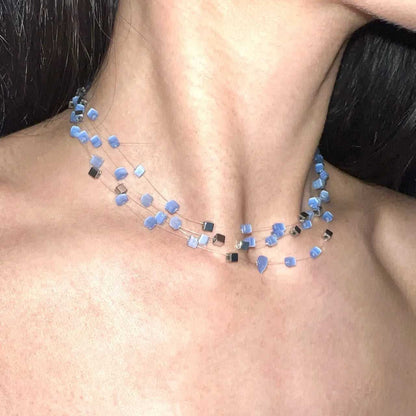 Handmade Two - Color Braided Blue And Purple Necklace - Jewelry de Corner