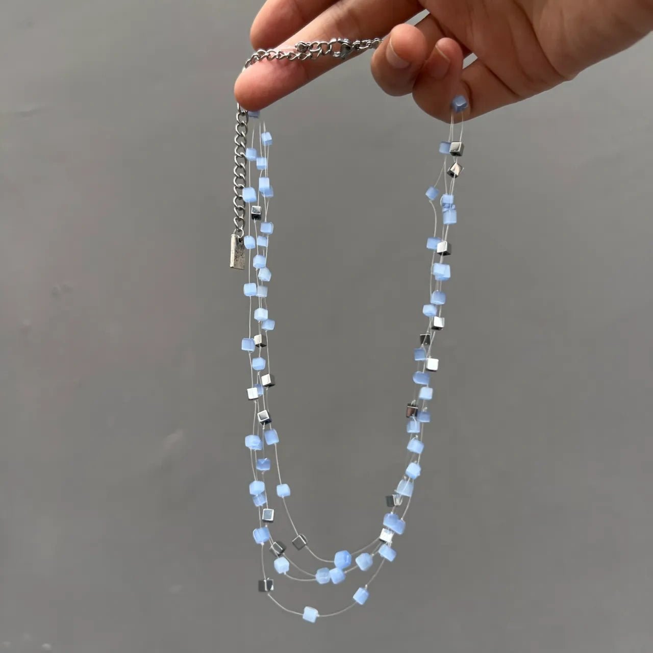 Handmade Two - Color Braided Blue And Purple Necklace - Jewelry de Corner