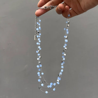 Handmade Two - Color Braided Blue And Purple Necklace - Jewelry de Corner